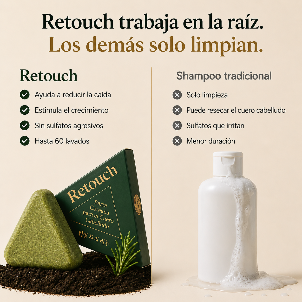 Retouch™ Barra Coreana para Crecimiento capilar y Anticaída